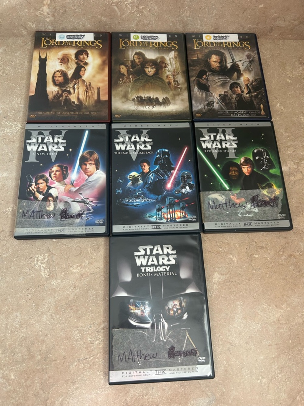 Star Wars & Lord of the Rings DVD Lot - Assorted Black Cases